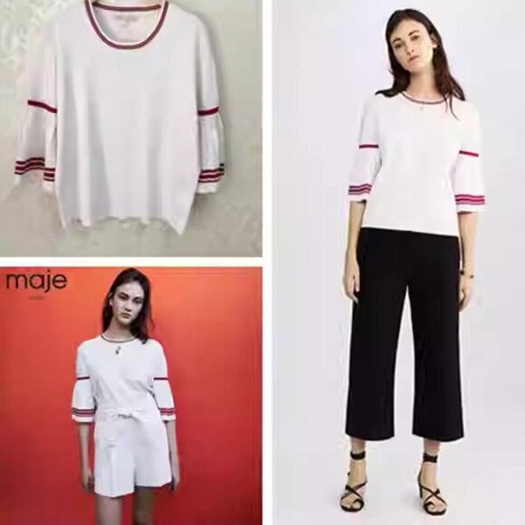 NWT Maje Monica sweater In White Size 3 (L) - Picture 4 of 13